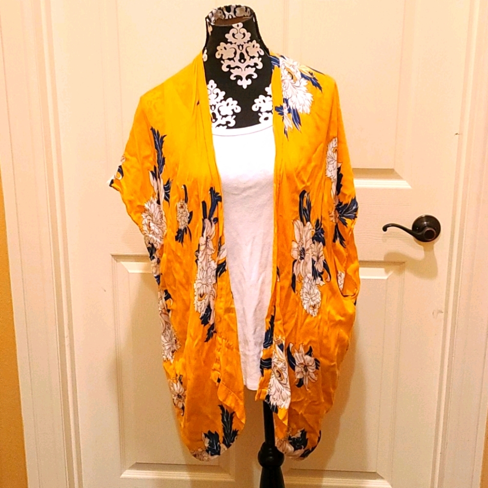 Flowy Yellow Floral Cardigan